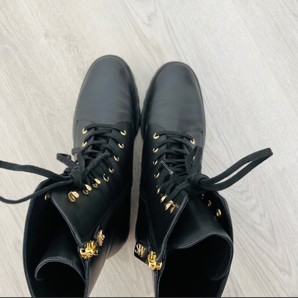 Stuart Weizmann Norrie Leather Combat boots in size 7.5 - Picture 3 of 5